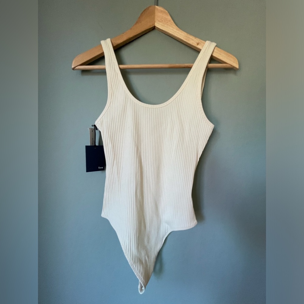 Wilfred Free Medium Cream Ribbed Thong  Bodysuit NWT